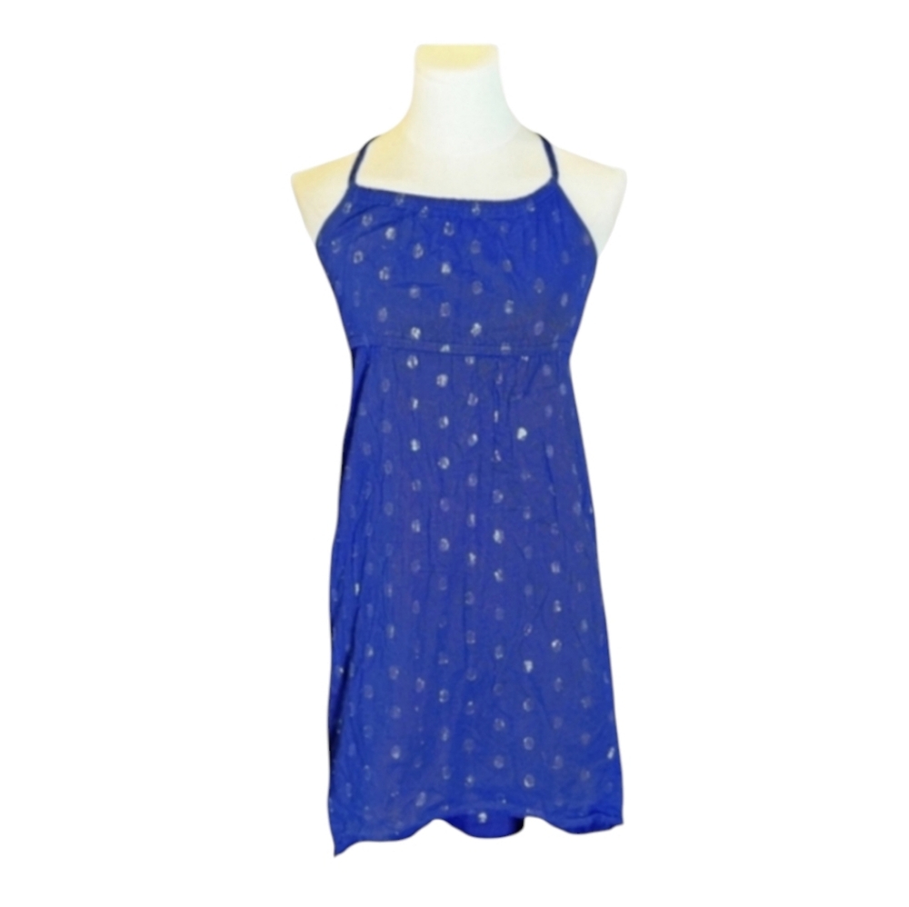 Old Navy 100% Cotton Bright Cobalt Blue and Silver Sleeveless Dress Size 8